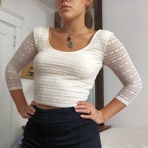White long sleeve Crop Top